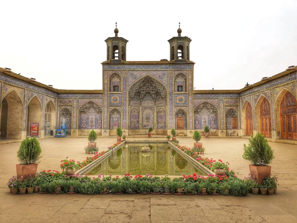 Nasir al-Mulk Mosque also known as Pink Mosques courtyard