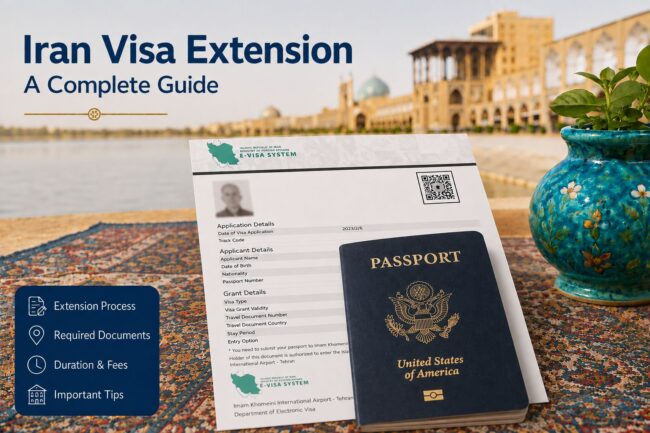 Iran visa extension application form and passport