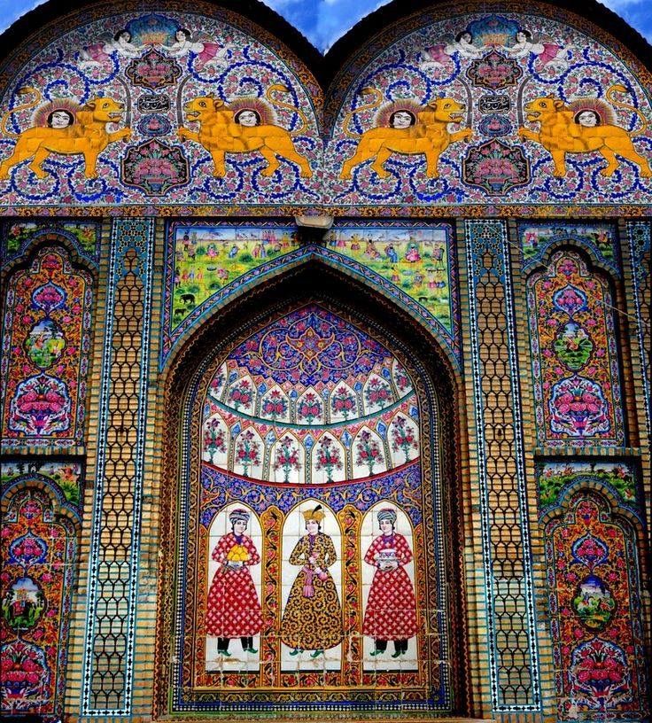 Intricate Persian tilework at Narenjestan Garden