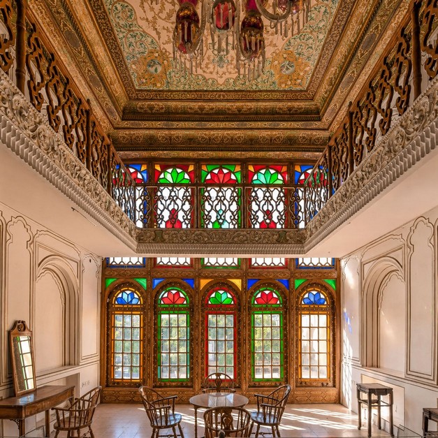 Antique furnishings displayed at Narenjestan-e Qavam