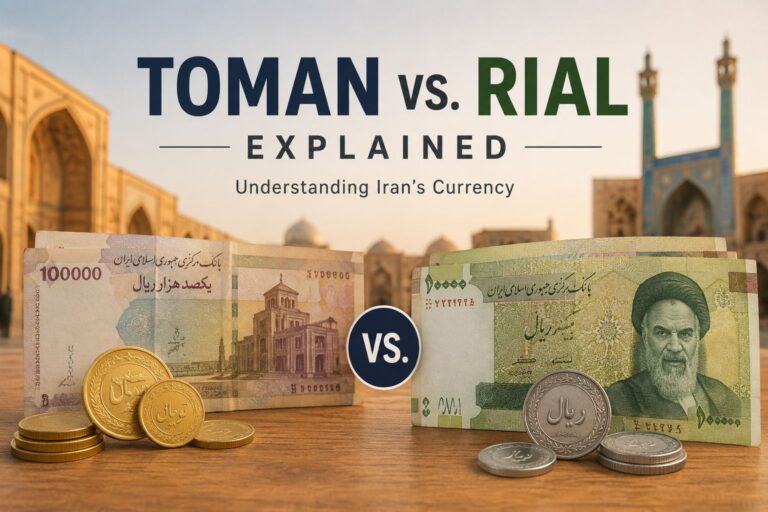 Iranian money with rial and toman values explained