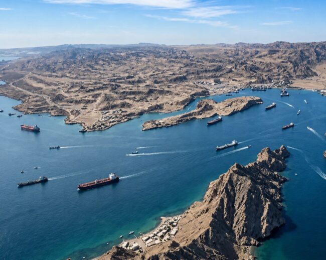 Strait of Hormuz between southern Iran and northern Oman