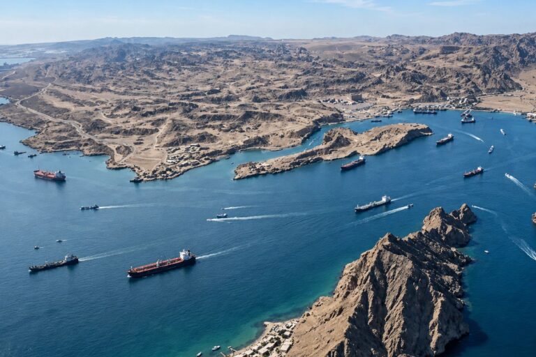 Strait of Hormuz between southern Iran and northern Oman