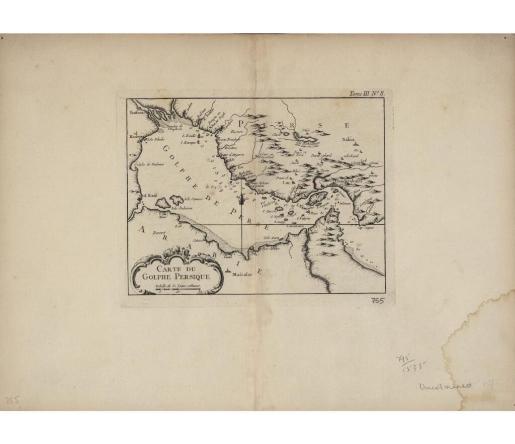 Map of Persian Gulf by the French cartographer Jacques-Nicolas Bellin (1703-72)