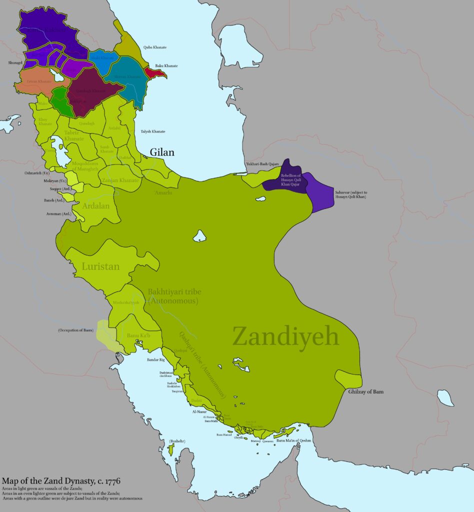 Map of the Zand Dynasty, c.1776