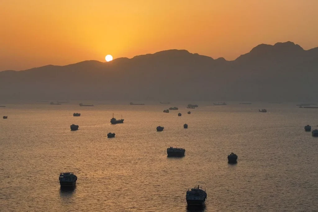 Ships passing through the Strait of Hormuz