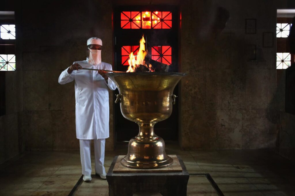 Zoroastrian priest attending the Fire in the Yazd Fire Temple